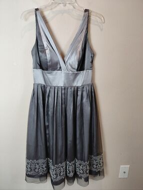 Silver/Black Party Dress Tulle/Sparkles Night Way Little Black Dress Size 14